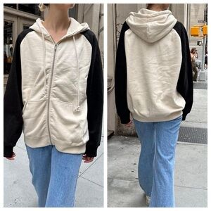 Brandy Melville Oversized Block Zip -Up Hoodie